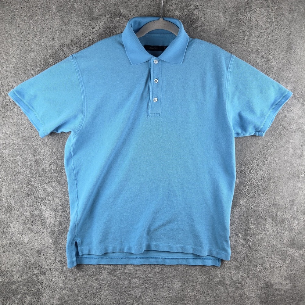 Vintage Zegna Sport Polo Mens Small Blue Cotton Pique Luxury Short Sleeve Golf